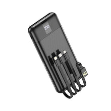 Заредете изображение във визуализатора на галерията – Borofone Power Bank 10000mAh BJ20 Mobile - 2xUSB - with 3 in 1 Micro USB, Type C, Lightning cable black
