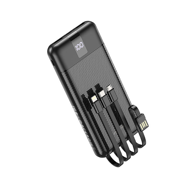 Borofone Power Bank 10000mAh BJ20 Mobile - 2xUSB - with 3 in 1 Micro USB, Type C, Lightning cable black