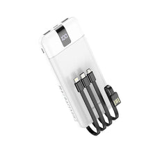 Заредете изображение във визуализатора на галерията – Borofone Power Bank 10000mAh BJ20 Mobile - 2xUSB - with 3 in 1 Micro USB, Type C, Lightning cable white
