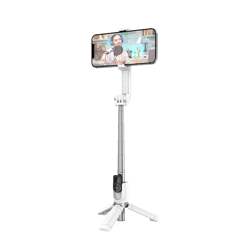 Borofone Selfie Stick BY9 Streamer bluetooth with tripod and remote control white