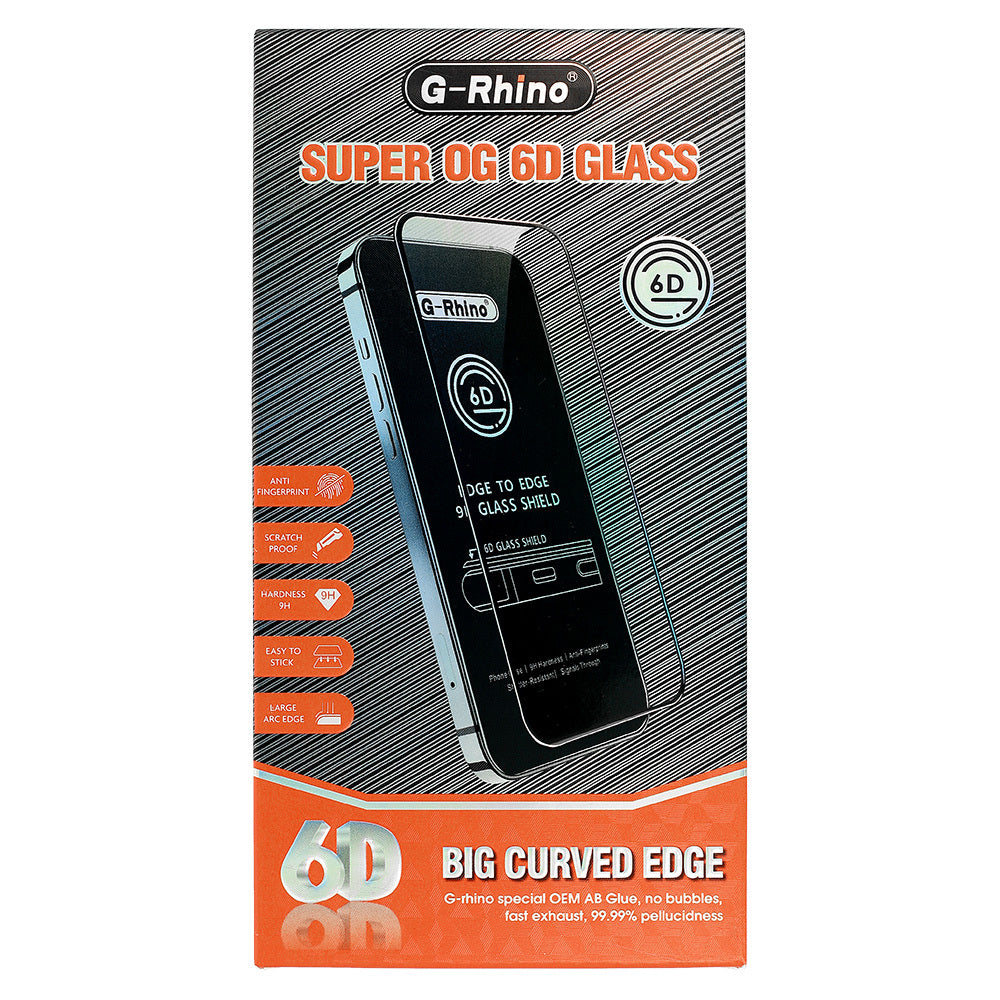 G-Rhino Full Glue 6D Tempered Glass for IPHONE 13 MINI Black - 10 PACK