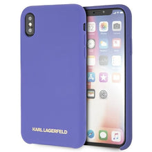 Заредете изображение във визуализатора на галерията – Original KARL LAGERFELD Case Silicone Hard Case KLHCPXSLVOG for Iphone X/XS Purple
