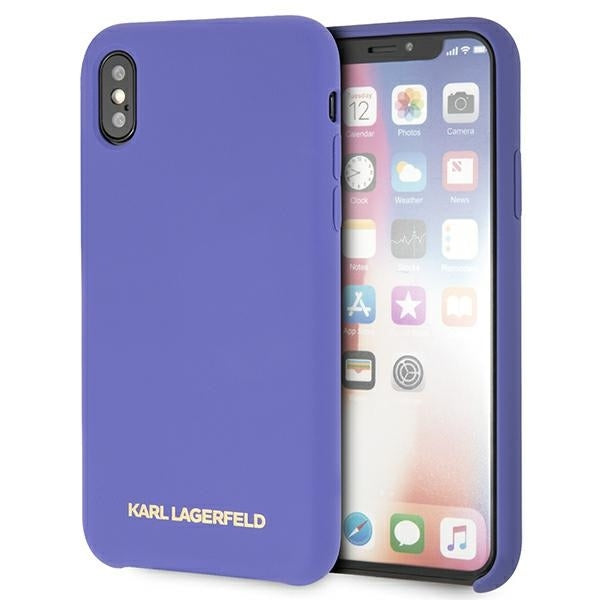 Original KARL LAGERFELD Case Silicone Hard Case KLHCPXSLVOG for Iphone X/XS Purple