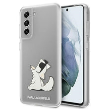 Заредете изображение във визуализатора на галерията – Original Pouch KARL LAGERFELD Choupette Eat Hard Case KLHCS21FCFNRC for Samsung Galaxy S21 FE Transparent
