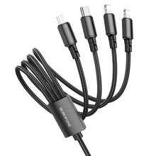 Заредете изображение във визуализатора на галерията – Borofone Cable BX72 4 in 1 - USB to Type C, Micro USB, 2xLightning - 2A 1 metre black
