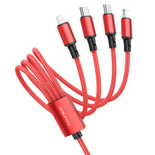 Заредете изображение във визуализатора на галерията – Borofone Cable BX72 4 in 1 - USB to 2xType C, Micro USB, Lightning - 2A 1 metre red
