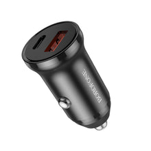 Заредете изображение във визуализатора на галерията – Borofone Car charger BZ18A - USB + Type C - PD 20W QC 3.0 18W black
