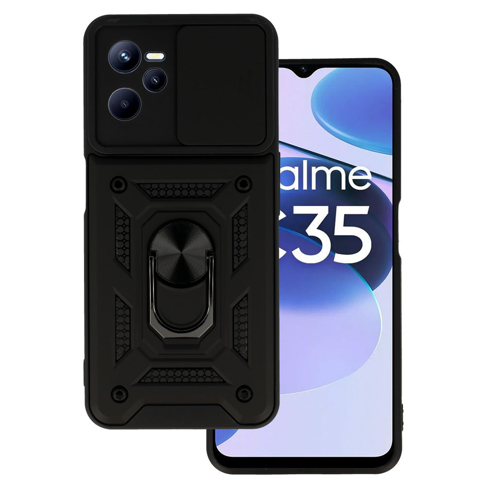 Slide Camera Armor Case for Realme C35 Black