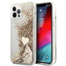 Заредете изображение във визуализатора на галерията – Original Case GUESS Glitter Charms Hardcase GUOHCP12MGLHFLGO for Iphone 12/12 Pro Gold
