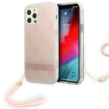 Заредете изображение във визуализатора на галерията – Original Case GUESS 4G Print Strap Hardcase GUOHCP12MH4STP for Iphone 12/12 Pro Pink

