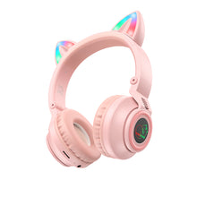 Заредете изображение във визуализатора на галерията – Borofone Headphones BO18 Cat Ear bluetooth pink
