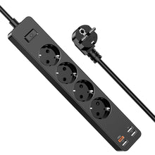 Заредете изображение във визуализатора на галерията – KAKU Power strip KSC-717 Zhengya - 4 outlets 230V + 3xUSB + Type C - black
