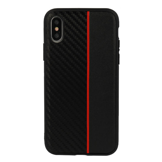 MOTO CARBON Case for Samsung Galaxy A6 2018 Black with red stripe