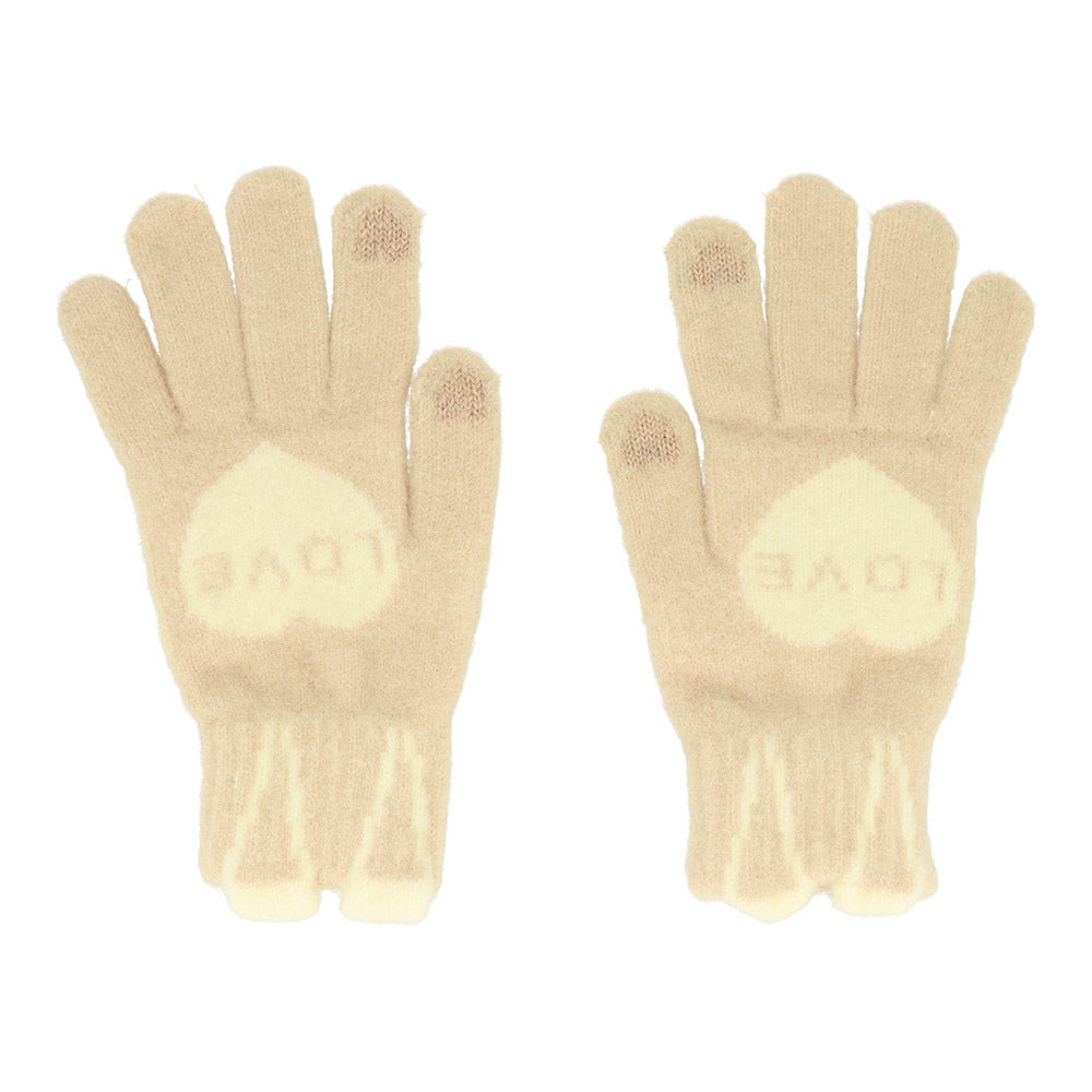 Gloves for touch screens LOVE BEIGE
