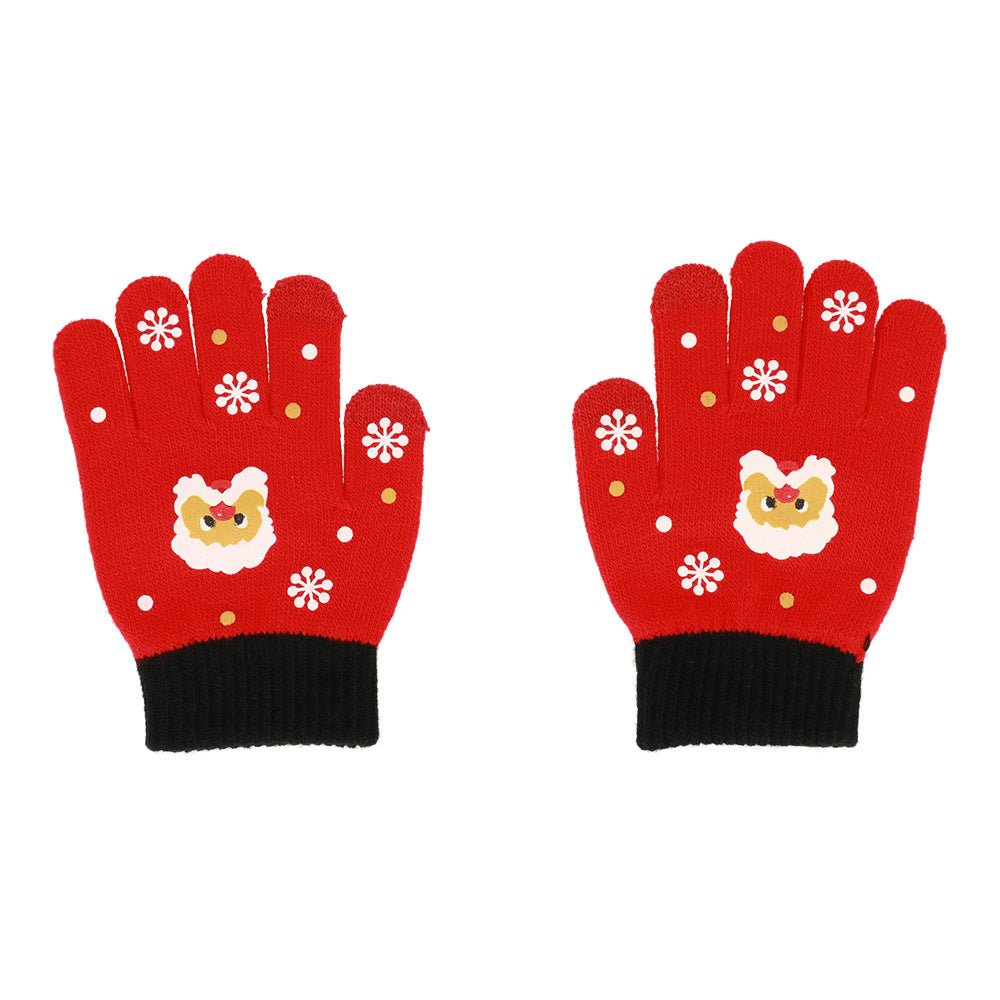 Gloves for touch screens for children SANTA CLAUS RED