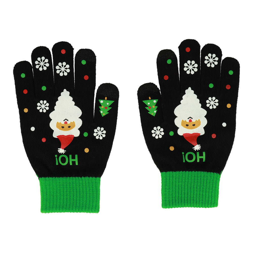 Gloves for touch screens SANTA CLAUS BLACK