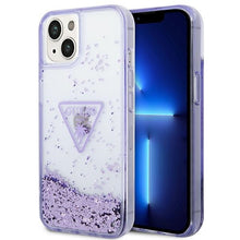 Заредете изображение във визуализатора на галерията – Original Case GUESS Liquid Glitter Palm Collection GUHCP14SLFCTPU for Iphone 14 purple
