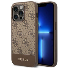 Заредете изображение във визуализатора на галерията – Original Case GUESS 4G Stripe Collection GUHCP14XG4GLBR for Iphone 14 Pro Max Brown
