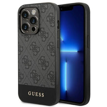 Заредете изображение във визуализатора на галерията – Original Case GUESS 4G Stripe Collection GUHCP14XG4GLGR for Iphone 14 Pro Max Grey
