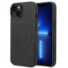 Заредете изображение във визуализатора на галерията – Original Pouch KARL LAGERFELD Leather Perforated Logo KLHCP14MFWHK for Iphone 14 Plus Black
