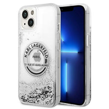 Заредете изображение във визуализатора на галерията – Original KARL LAGERFELD Case Liquid Glitter RSG KLHCP14SLCRSGRS for Iphone 14 silver
