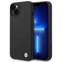 Заредете изображение във визуализатора на галерията – Original Case BMW Hardcase Silicone Metal Logo BMHCP14SSILBK for Iphone 14 Black
