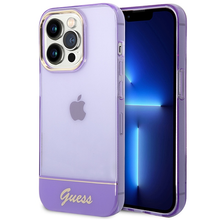 Заредете изображение във визуализатора на галерията – Original Case GUESS Translucent GUHCP14XHGCOU for Iphone 14 Pro Max purple

