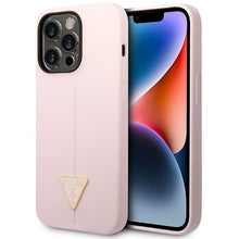 Заредете изображение във визуализатора на галерията – Original Case GUESS Silicone Triangle GUHCP14XSLTGU for Iphone 14 Pro Max purple

