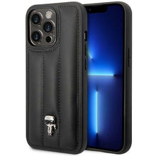 Заредете изображение във визуализатора на галерията – Original Pouch KARL LAGERFELD Puffy Ikonik Pin KLHCP14XPSQPK for Iphone 14 Pro Max Black
