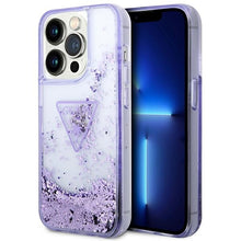 Заредете изображение във визуализатора на галерията – Original Case GUESS Liquid Glitter Palm Collection GUHCP14LLFCTPU for Iphone 14 Pro purple

