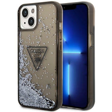 Заредете изображение във визуализатора на галерията – Original Case GUESS Liquid Glitter Palm Collection GUHCP14MLFCTPK for Iphone 14 Plus black
