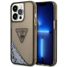Заредете изображение във визуализатора на галерията – Original Case GUESS Liquid Glitter Palm Collection GUHCP14XLFCTPK for Iphone 14 Pro Max black
