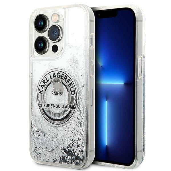 Original KARL LAGERFELD Case Liquid Glitter RSG KLHCP14XLCRSGRS for Iphone 14 Pro Max silver