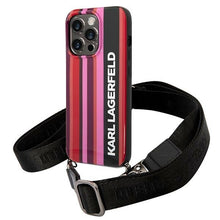 Заредете изображение във визуализатора на галерията – Original Pouch KARL LAGERFELD Color Stripes Strap KLHCP14XSTSTP for Iphone 14 Pro Max pink
