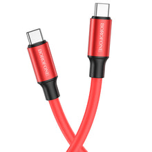 Заредете изображение във визуализатора на галерията – Borofone Cable BX82 Bountiful - Type C to Type C - 60W 3A 1 metre red
