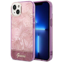 Заредете изображение във визуализатора на галерията – Original Case GUESS 4G Jungle Collection GUHCP14SHGJGHP for Iphone 14 Pink
