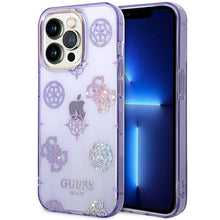 Заредете изображение във визуализатора на галерията – Original Case GUESS Peony Glitter GUHCP14XHTPPTL for Iphone 14 Pro Max Lilac
