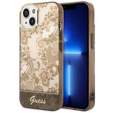 Заредете изображение във визуализатора на галерията – Original Case GUESS Porcelain Collection GUHCP14SHGPLHC for Iphone 14 gold
