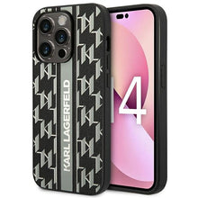 Заредете изображение във визуализатора на галерията – Original Pouch KARL LAGERFELD Monogram Stripe KLHCP14LPGKLSKG do Iphone 14 Pro Grey
