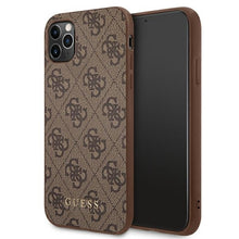 Заредете изображение във визуализатора на галерията – Original Case GUESS Hardcase 4G Metal Gold Logo GUHCN58G4GFBR for Iphone 11 Pro Brown
