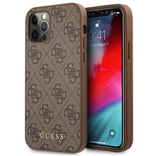 Заредете изображение във визуализатора на галерията – Original Case GUESS Hardcase 4G Metal Gold Logo GUHCP12LG4GFBR for Iphone 12 Pro Max Brown
