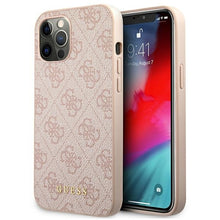 Заредете изображение във визуализатора на галерията – Original Case GUESS Hardcase 4G Metal Gold Logo GUHCP12LG4GFPI for Iphone 12 Pro Max Pink
