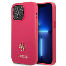 Заредете изображение във визуализатора на галерията – Original Etui GUESS Saffiano 4G Small Metal Logo GUHCP13LPS4MF for Iphone 13 Pro pink

