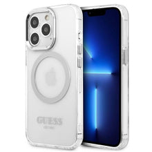 Заредете изображение във визуализатора на галерията – Original Case GUESS Metal Outline Magsafe GUHMP13LHTRMS for Iphone 13 Pro silver
