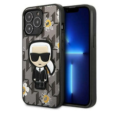 Заредете изображение във визуализатора на галерията – Original Pouch KARL LAGERFELD Flower Ikonik Karl KLHCP13LPMNFIK1 for Iphone 13 Pro grey
