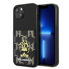 Заредете изображение във визуализатора на галерията – Original Pouch KARL LAGERFELD Karlimals Cardslot KLHCP13MCANCNK for Iphone 13 black
