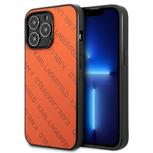 Заредете изображение във визуализатора на галерията – Original Pouch KARL LAGERFELD Perforated Allover KLHCP13XPTLO for Iphone 13 Pro Max orange
