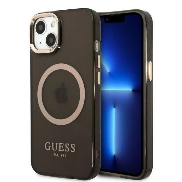 Original Case GUESS Gold OutlineTranslucent Magsafe GUHMP13MHTCMK for Iphone 13 black
