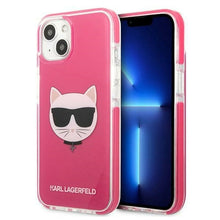 Заредете изображение във визуализатора на галерията – Original Pouch KARL LAGERFELD Choupette Head KLHCP13MTPECPI for Iphone 13 Fuchsia
