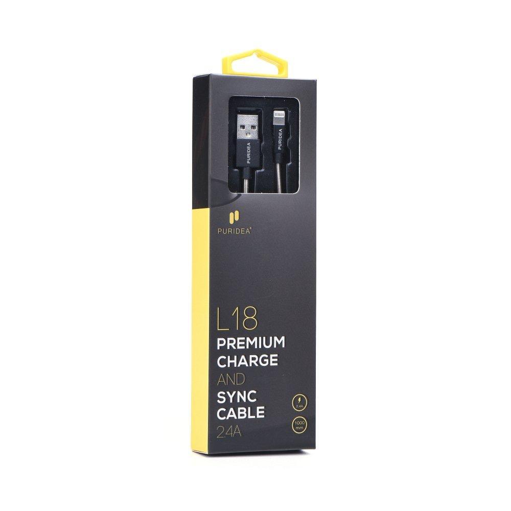 Puridea кабел USB към Applele lightning spring l18 черен - само за 14.99 лв